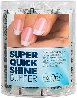 ForPro Professional Collection Super Quick Shine 2-Way Buffer, Green 400/White 4000 Grit, Double-Sided Manicure & Pedicure...
