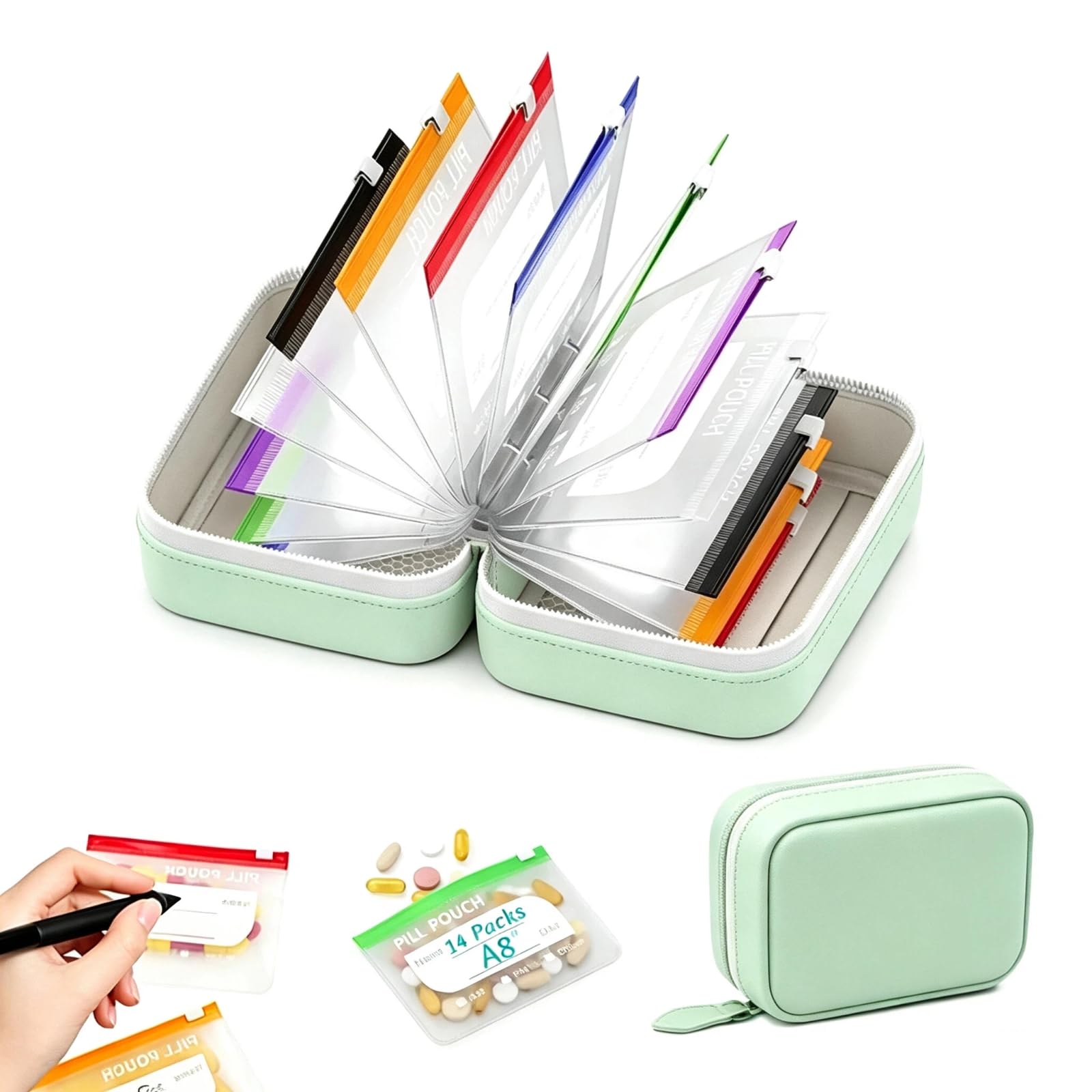 A8 Waterproof Pill Pouch Organizer Set for 7-14 Days Medication Storage (D)