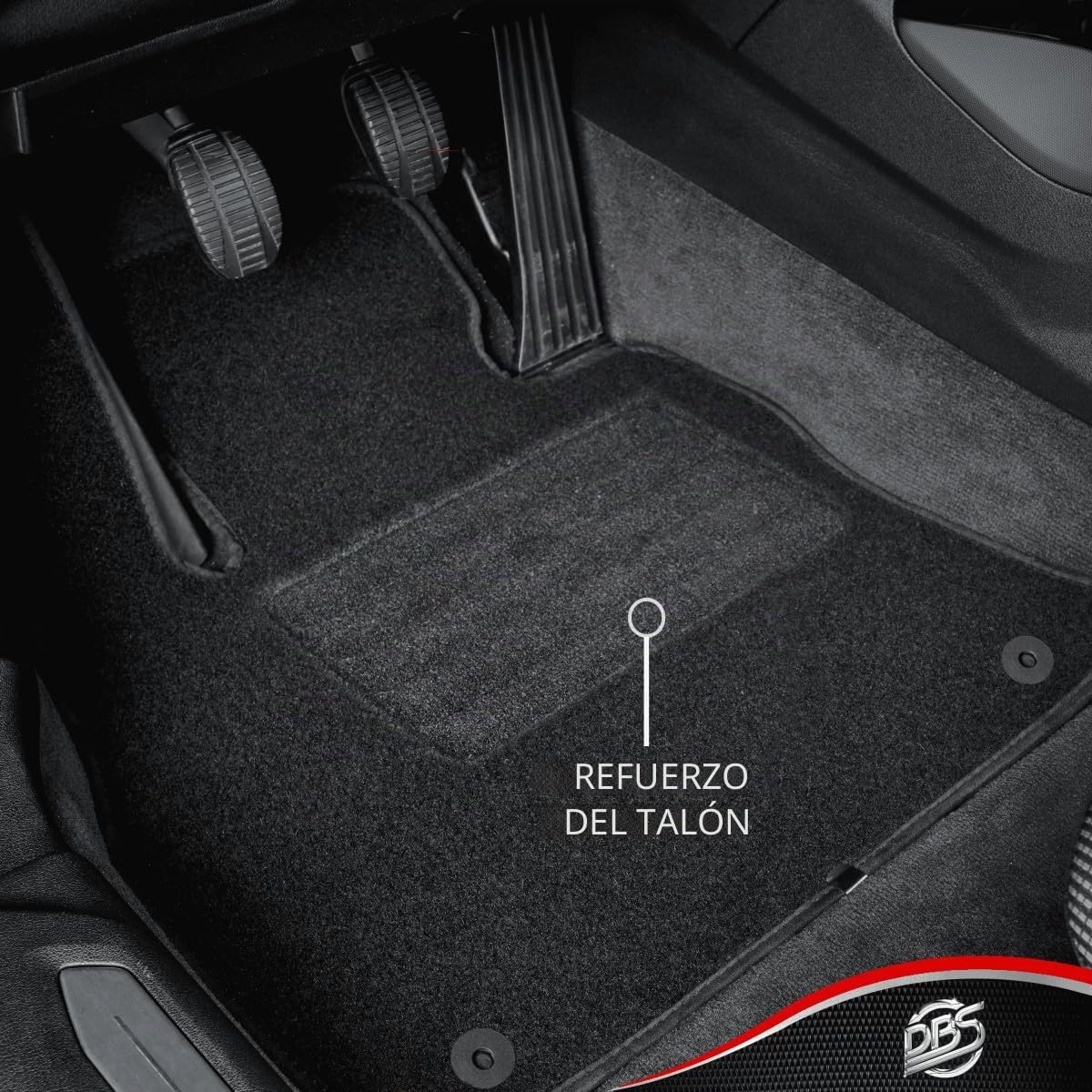DBS 1763960 Alfombrillas de coche - A medida - Alfombrillas para coche - 4 uds. - Antideslizante - Moqueta en negro 900 g/m² - Aspecto terciopelo - Modelo Star