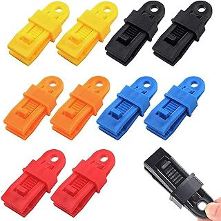 10 Pcs Tarp Clips Tarpaulin Clips, Windproof Shade Cloth Plastic Clips, Reusable Tarp Clamps Awning Tarp Clamps for Holding Up Tarp Canopy Car Cover Sun Shade, Caravan Canopies (5 Colors)