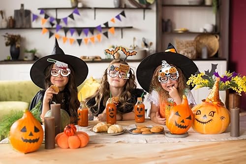 Vista 3 de Hying 16PCS Thanksgiving Halloween Party Eyeglasses for Party Decor Cosplay, Paper Thanksgiving Costume Eyewear for Kid Adult Naranja Negro Púrpura