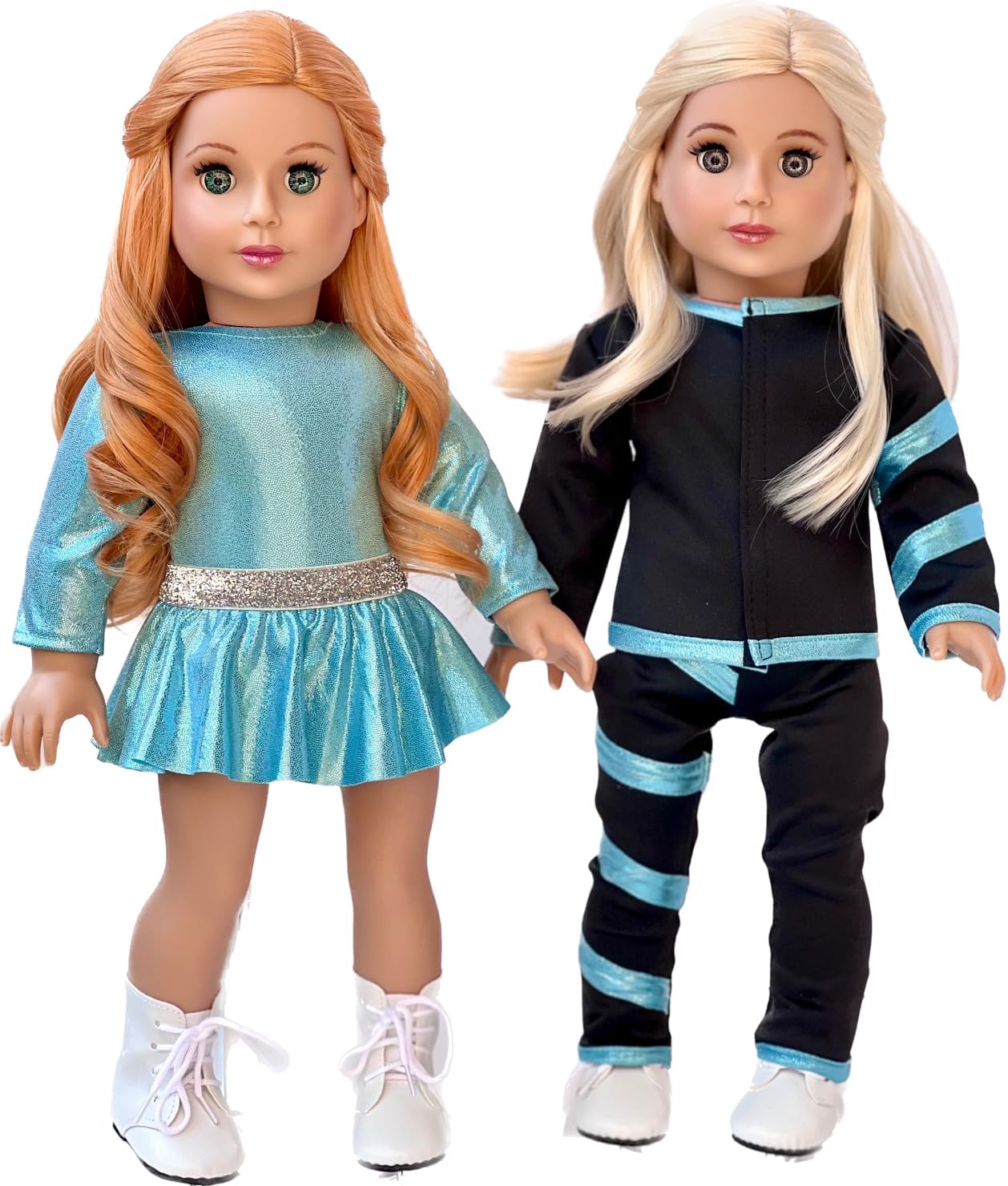 Super Skater - 18 Inch Doll Clothes - 2 Complete Ice Skating Outfits - 5 Pieces - Leotard, Skirt, Pants, Jacket, and 1 Pair of Skates (Dolls Not Included)