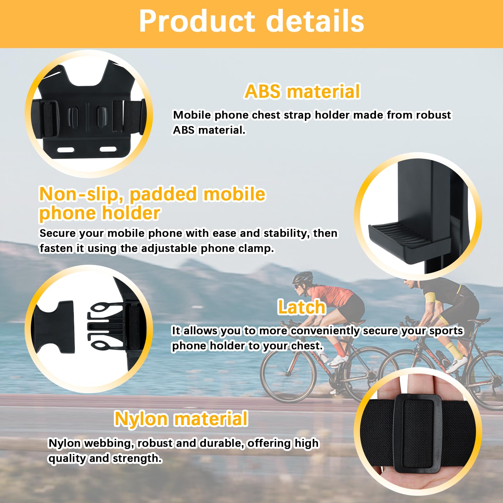 Arnés de Pecho Soporte de Pecho, Soporte Movil Pecho Camara Compatible con GoPro y Smartphone