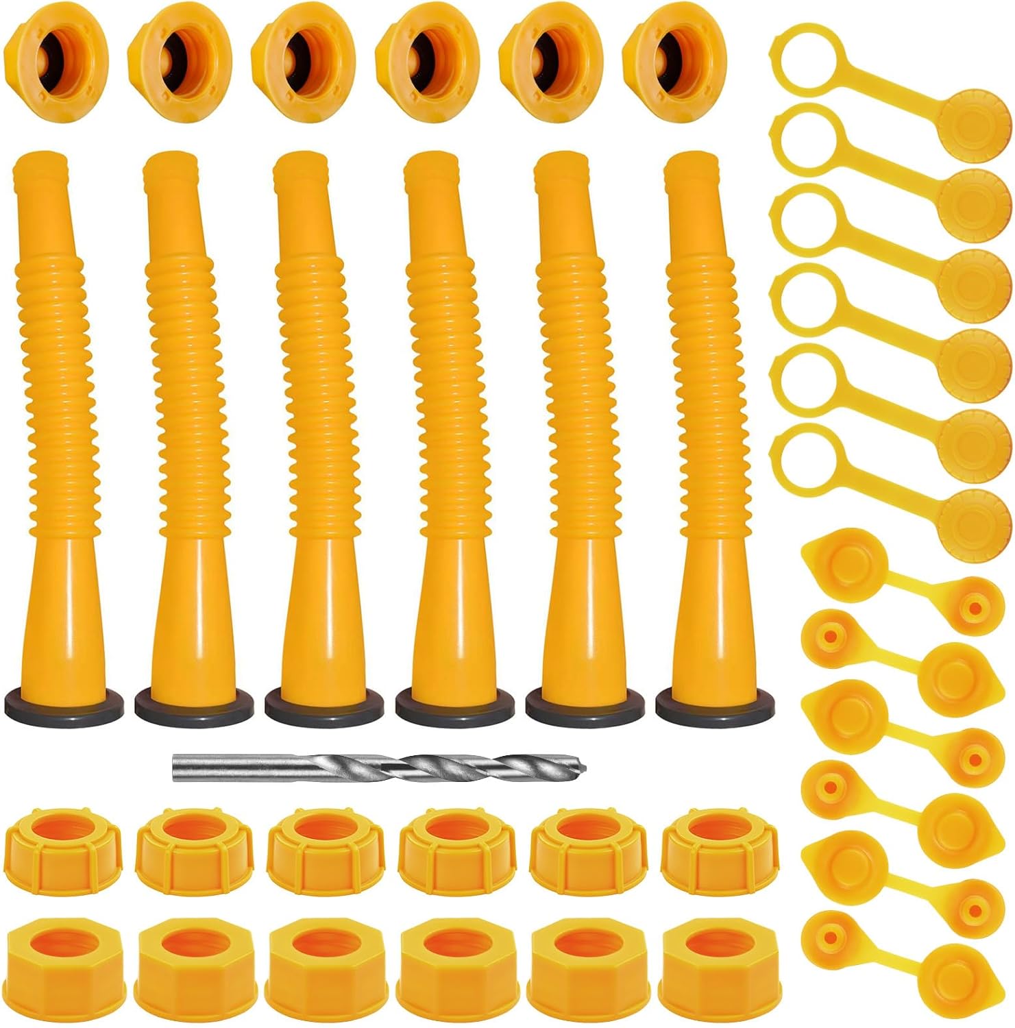Gas Can Spout Replacement Kit, Gas Can Nozzle Replacement (6 Kit-Yellow) All gaskets are installed and ready to use upon receipt. For 1/2/5/10 gallon gas can. Easy and convenient to use