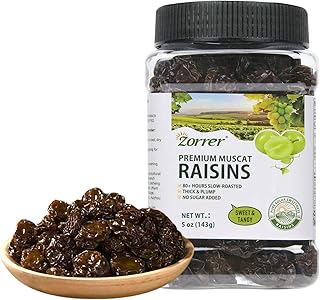 Zorrer Premium Muscat Raisins, Nutrient-Rich Grape Dried Fruit Snacks, Chewy Texture, Natural Rose Aroma, No Sugar Added, No Preservatives, Healthy Power Gummy Snack (5 OZ/Pack of 1)