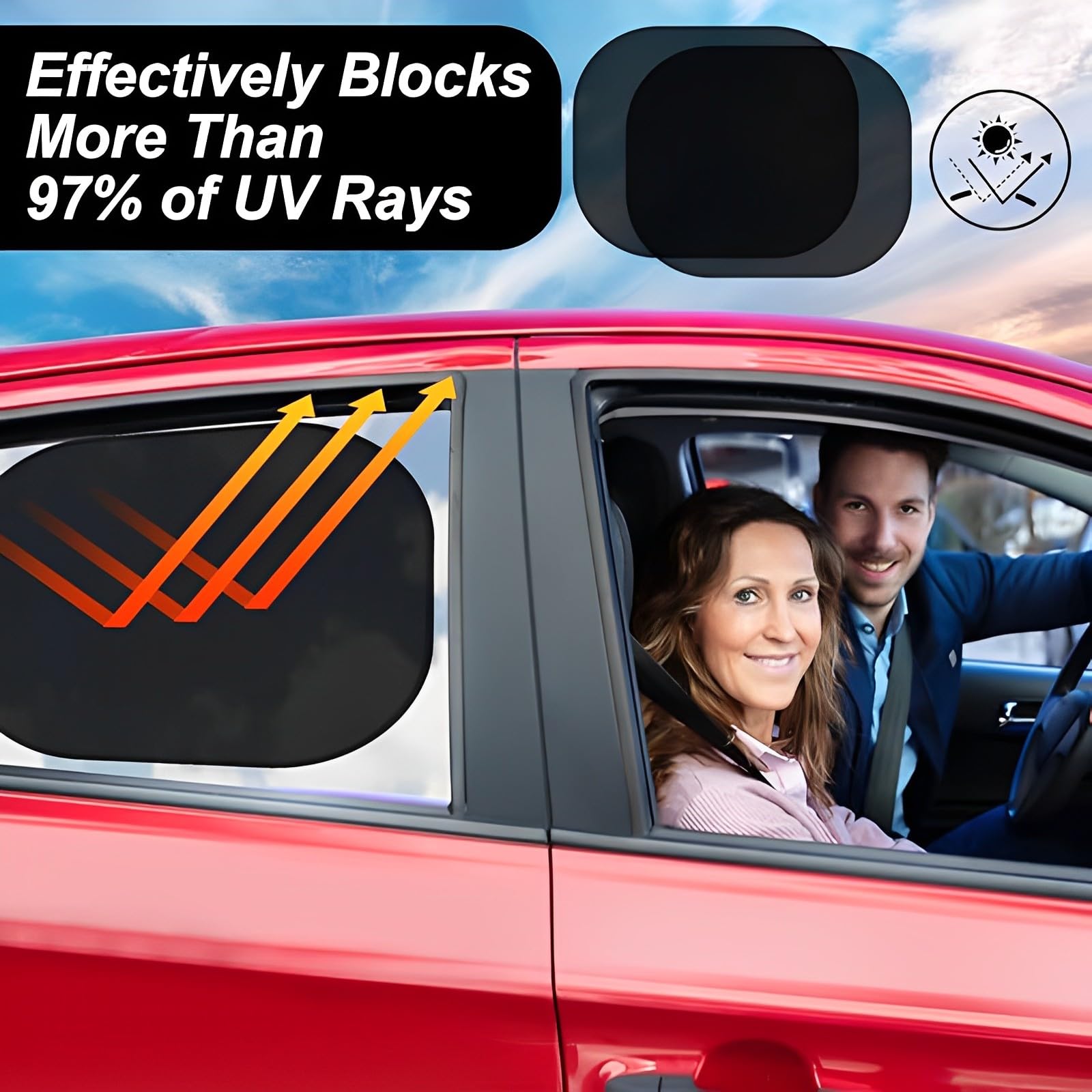 Copertura per auto per bambini 2 pezzi 44x35 cm con 4 ventose Motivo a scacchi Protezione UV