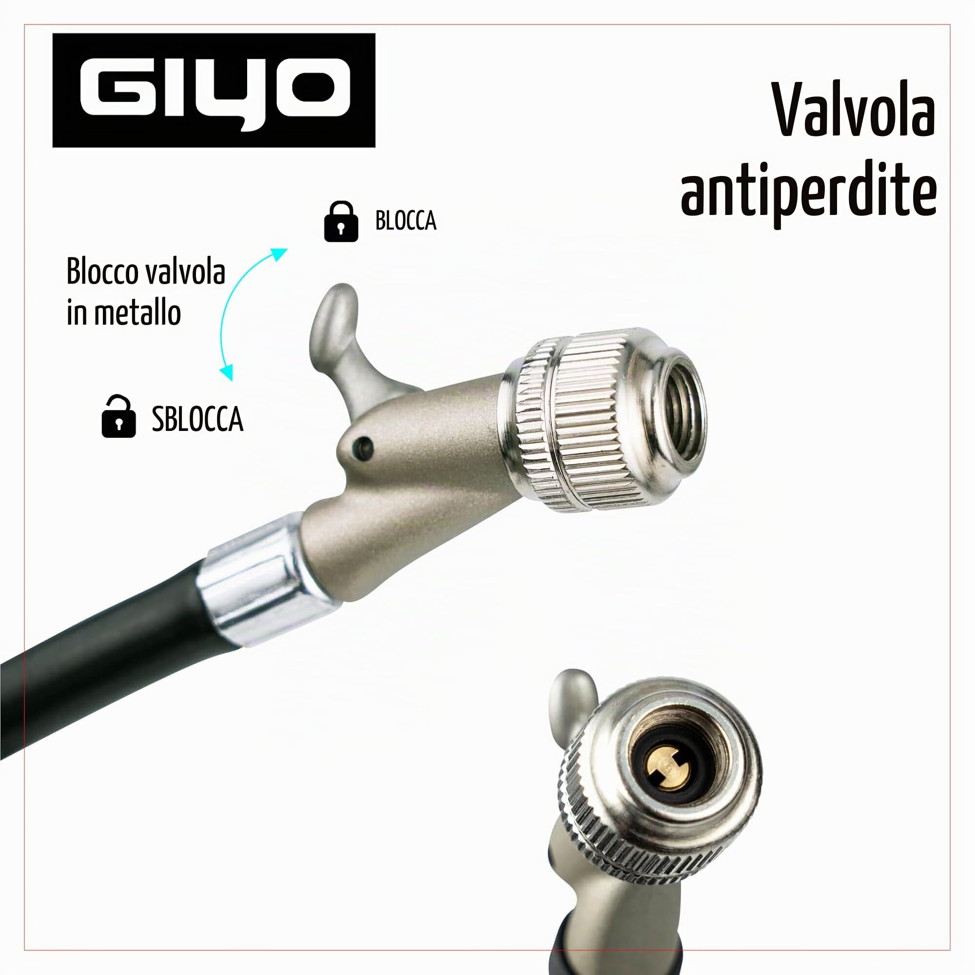 GIYO - Pompa per ammortizzatori ad alta pressione (350 PSI) – Forte leva di bloccaggio per nessuna perdita d'aria, fusto in alluminio, manometro da 3,8 cm, regolatore di scarico micro-regolabile, tubo