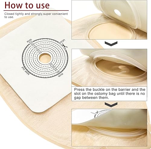 Miniatura 5 de Carbou 21 bolsas de colostomía para suministros de ostomía, bolsas drenables de dos piezas con cierre, cuidado del estoma de ileostomía, cortadas