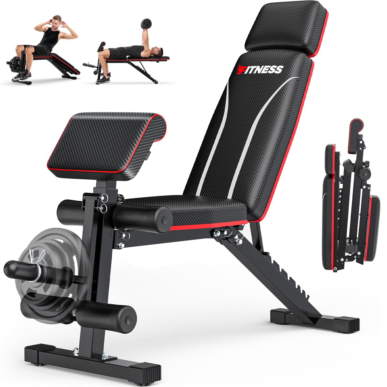 Amazon.com : Fostoy Foldable Workout Bench Press, Adjustable