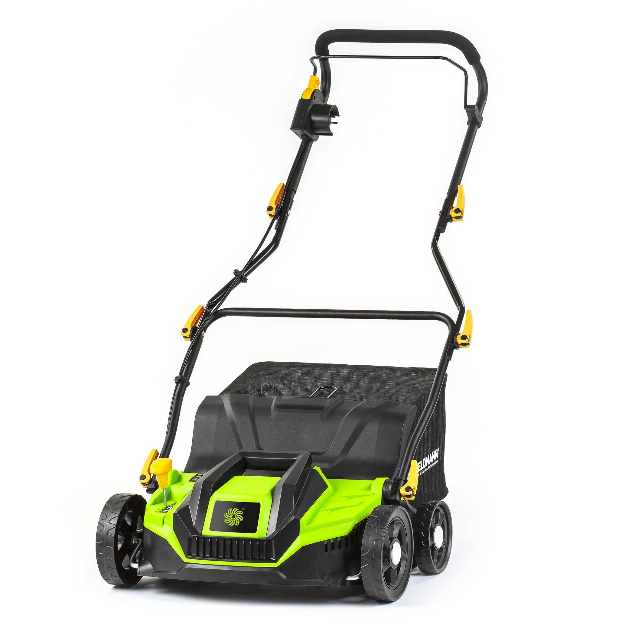 Scarificatore e rastrello elettrico 2 in 1, 1300 W, larghezza di taglio 320 mm, contenitore da 40 l, maniglia regolabile, profondità di taglio da -12 a +10 mm, 2 cilindri intercambiabili