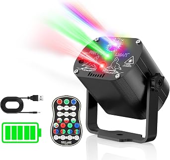 Lumière Disco Sans Fil 4500mAh, 60 Modèles, Télécommande et USB, Noir