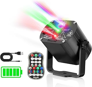 Kabelloses Discokugel Partylicht 4500mAh Akku Musikgesteuert Discolicht Partylicht 60 Verschiedene Muster Strobe-Effekt Mit Fernbedienung und 2M USB (Batterieversion, Schwarz)