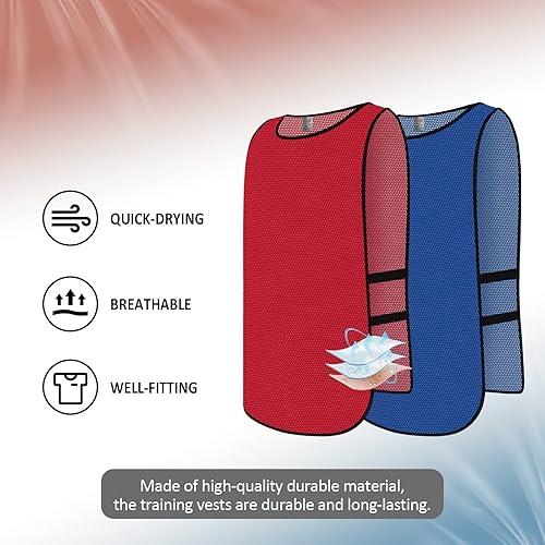 Miniatura 8 de Chalecos de práctica de equipo de malla para niños, jóvenes, adolescentes y adultos para deportes (12 jerseys)