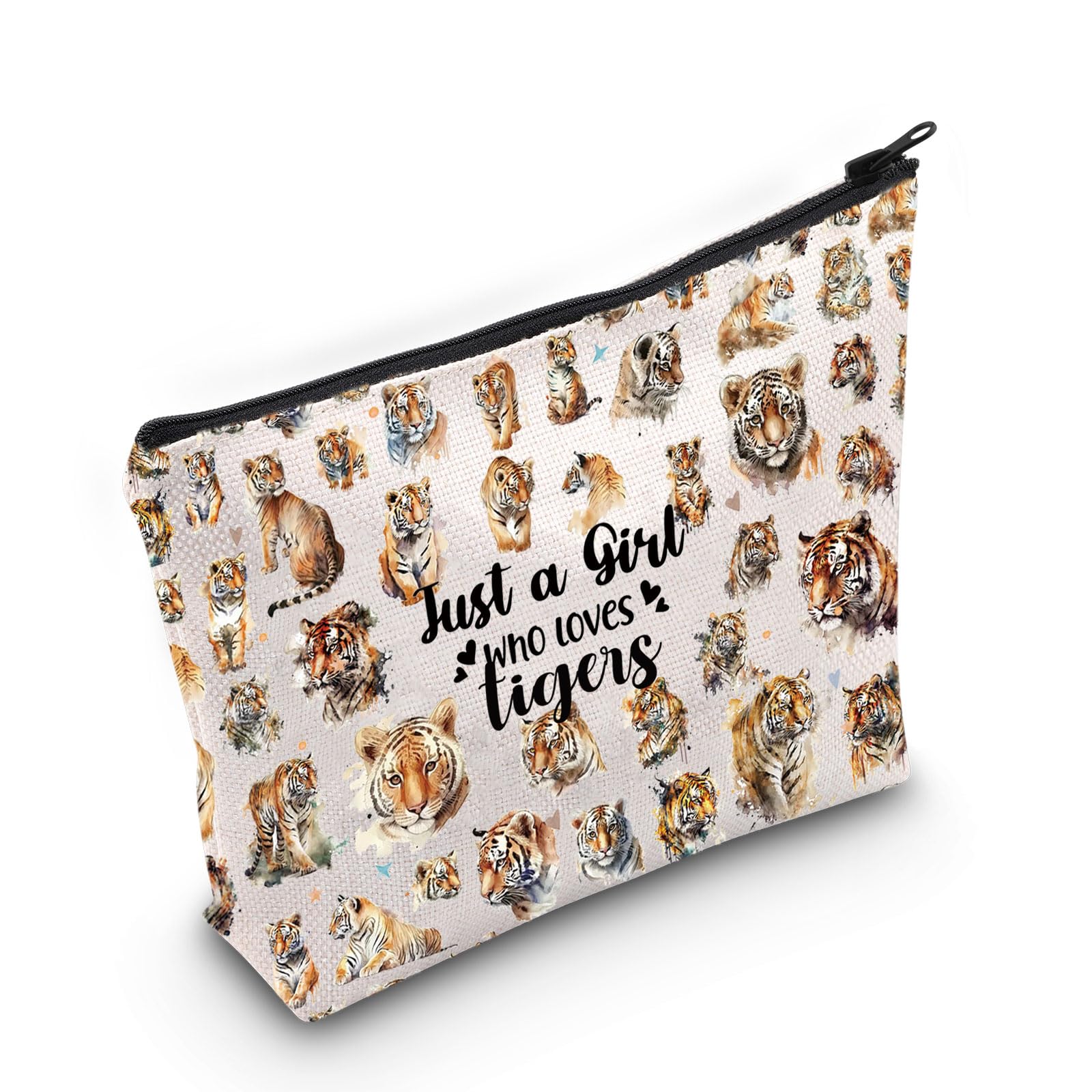 LEVLO Funny Cosmetic Bag - Animal Lover Gift for Women & Girls, Zipper Pouch Bag with Tiger Lover Design, Tigers