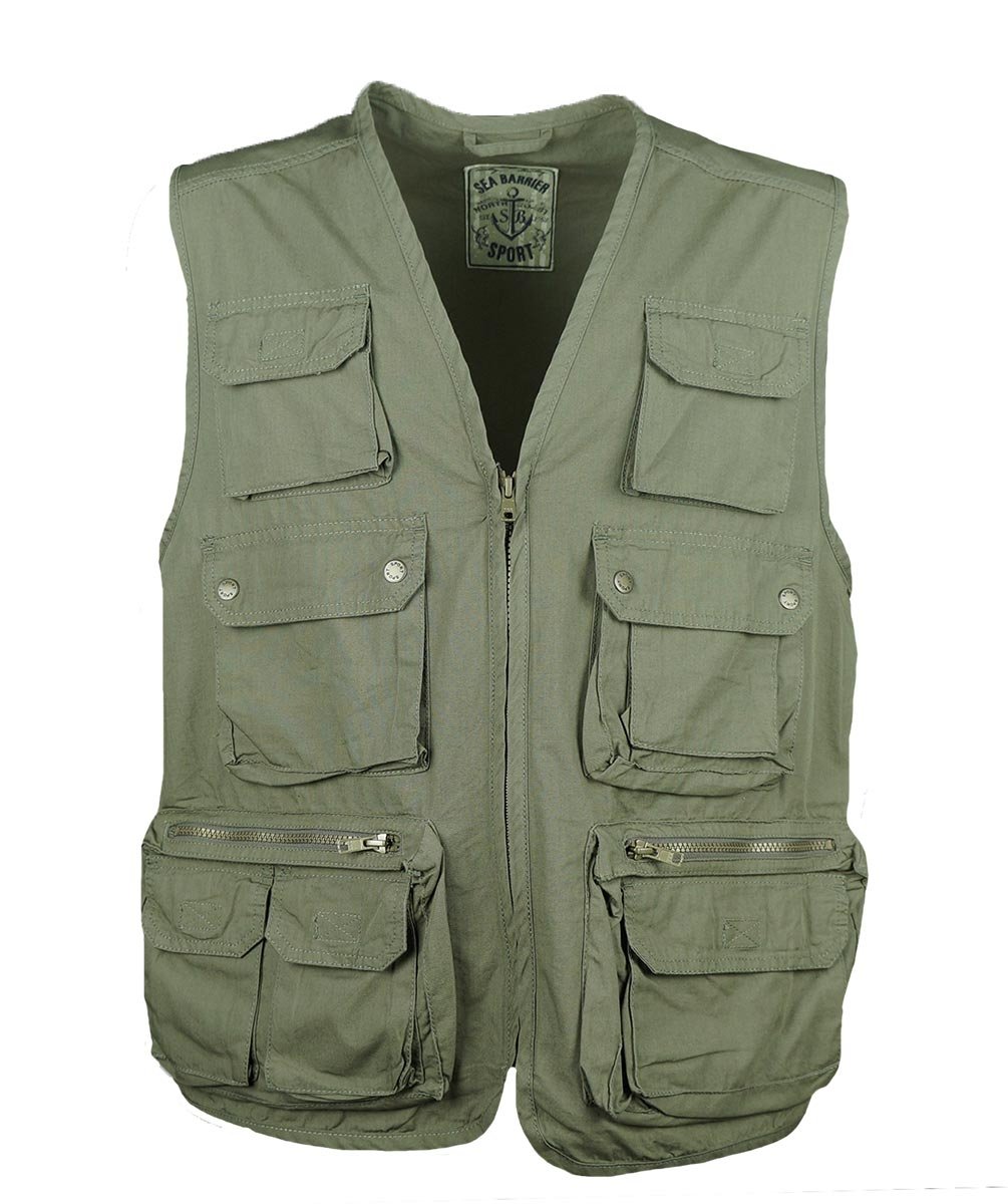 Chaleco hombre múltiples bolsillos Art Rocky 100% puro algodón tela azul verde beige M – 3XL.