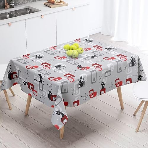 Miniatura 53 de Mantel floral retro de los años 70, decoración de fiesta de cumpleaños, mantel de plástico lavable para comedor, cocina, decoración de fiesta de