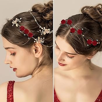 Amazon | ミニ レッド ローズ ヘアクリップ レディース かわいい