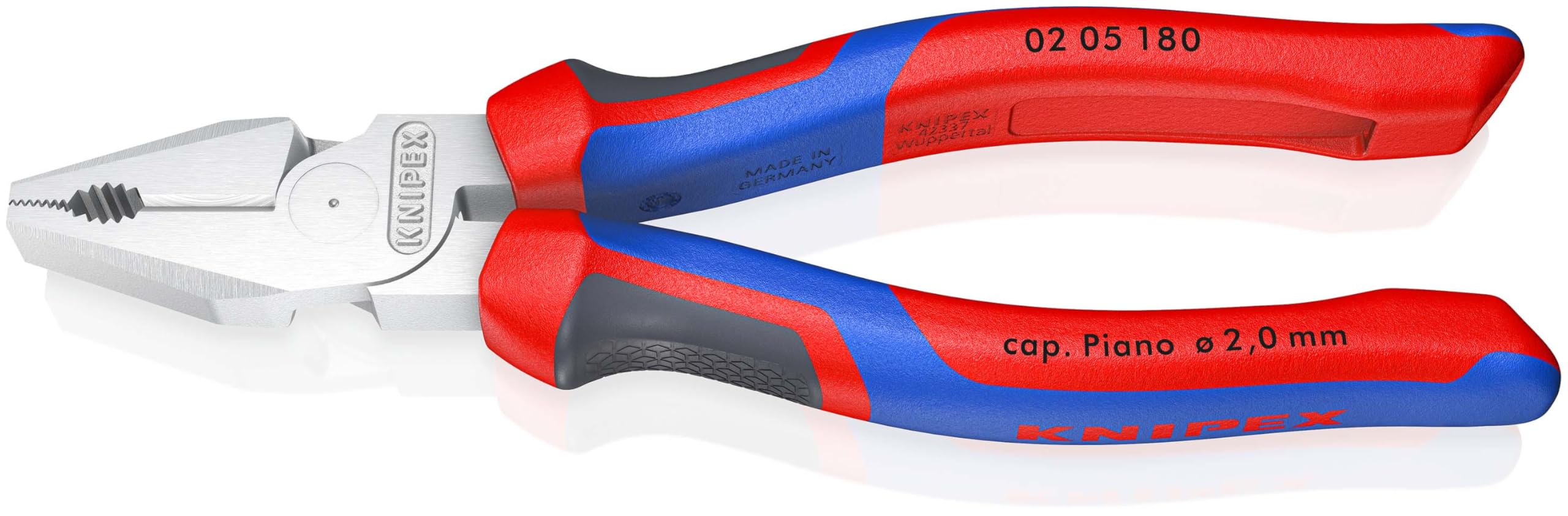 KNIPEX High Leverage Combination Pliers Chrome-Plated with Comfort Handles 180 mm, 02 05 180