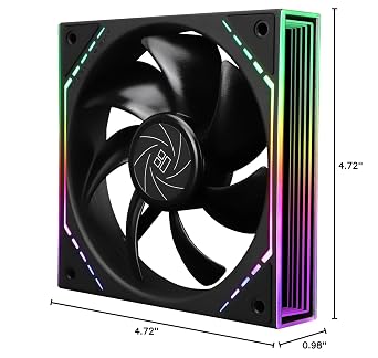 Thermalright TL-M12 Case Fan 120mm ARGB CPU Cooler Fan with ARGB Mirror Light Effect,PC PWM Silent Fan with 1500RPM Speed, Black CPU Cooling ARGB Fan,Desktop CPU PWM Fan