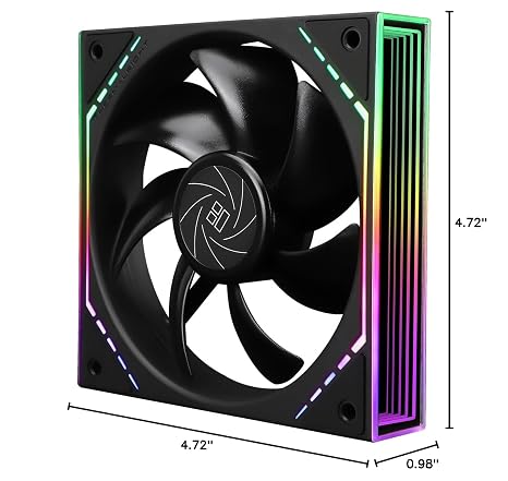 Thermalright TL-M12 Case Fan 120mm ARGB CPU Cooler Fan  with ARGB Mirror Light Effect,PC PWM Silent Fan with 1500RPM Speed, Black CPU Cooling ARGB Fan,Desktop CPU PWM Fan