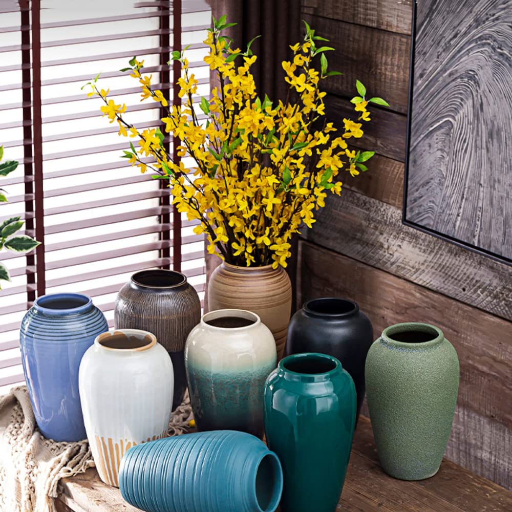 Vaso decorativo retrò in terracotta fatto a mano bianco e marrone Velia