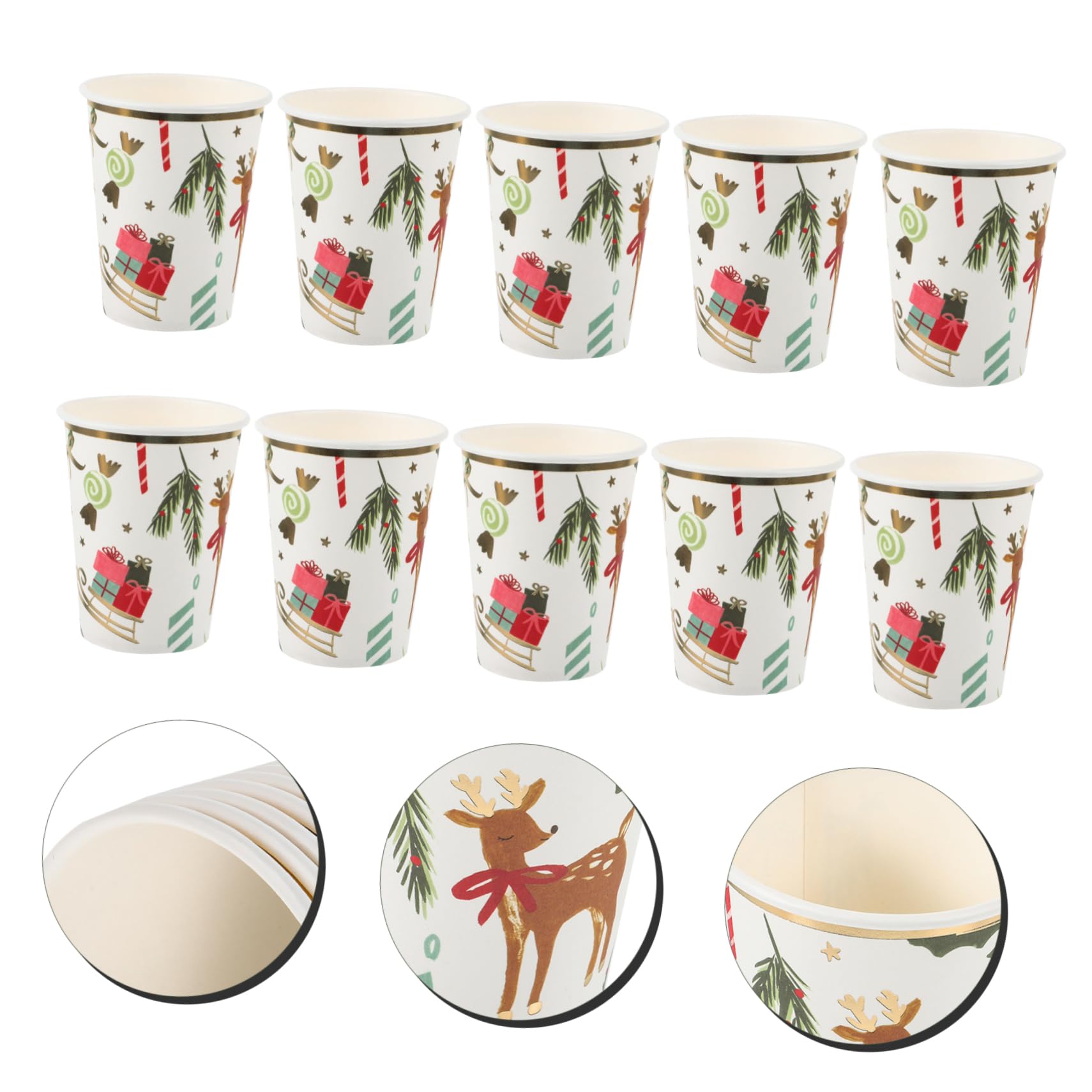 Healvian 50stücke Weihnachts-papierbecher Pappbecher Mit Festlichem Design Für Getränke Eiscreme Und Snacks Für Weihnachtsfeiern Und Kindergeburtstage