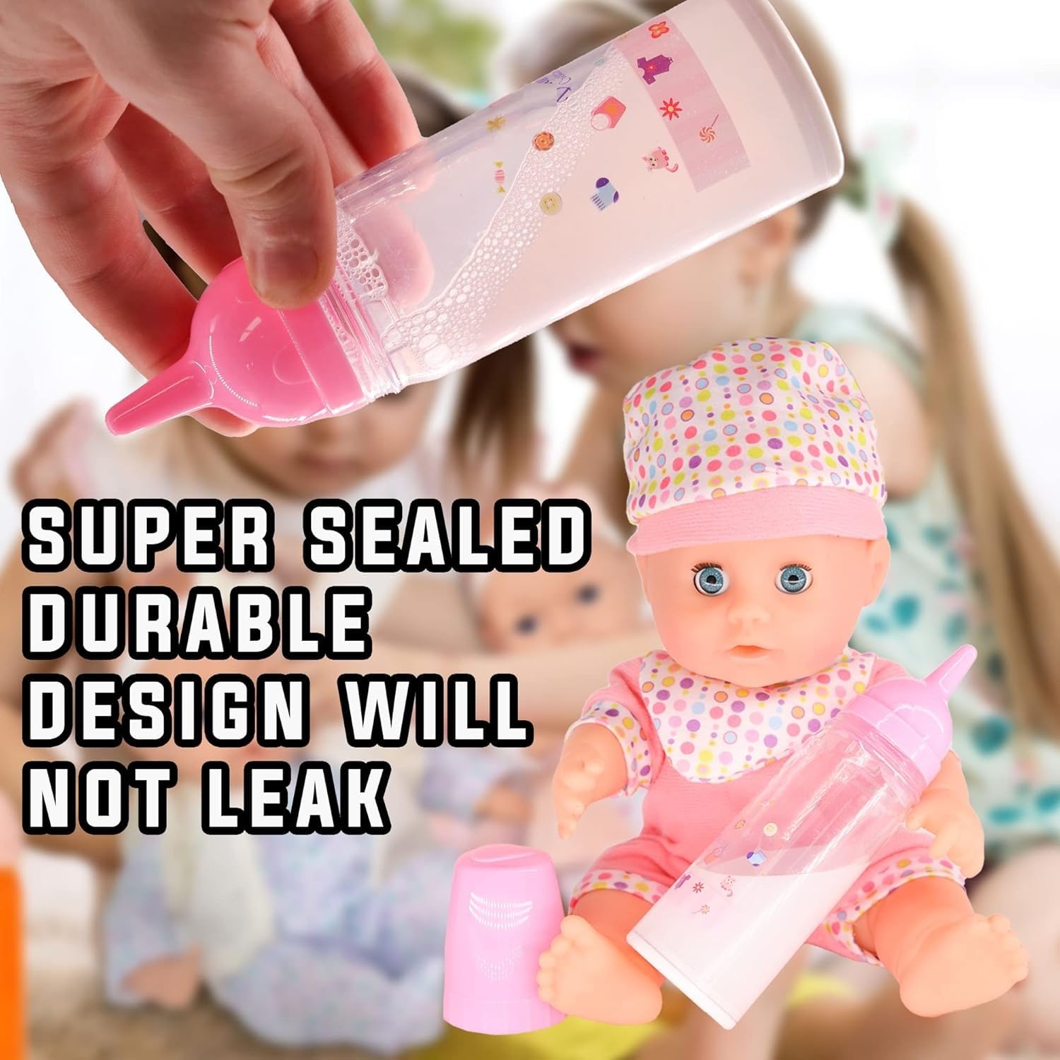 Biberon Magico per Bambole Biberon Latte Giocattolo Accessori per Bambole Mamme per Bambini Biberone Giocattolo con Latte Magico Bottiglie Poppatoio Tettarella per Bambolotti (a)