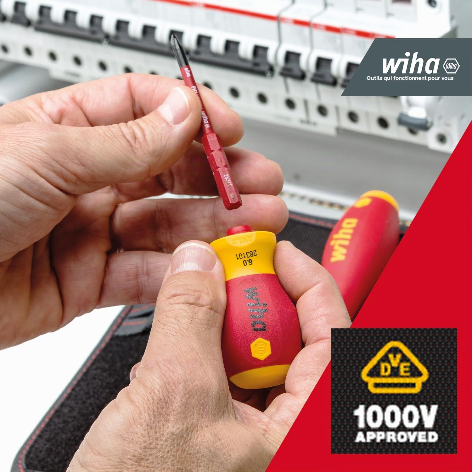 Wiha SB28310101 SB 2831-01 SoftFinish Electric SlimVario Stubby Red Yellow
