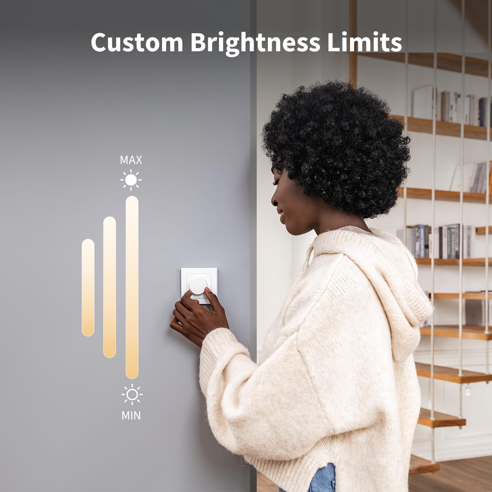 Aqara Dimmschalter H2 EU - Thread/Zigbee Protokoll, 2-in-1 Neutral, 1 Fach 1 Weg, 200 W, für Dimmbare LED/CFL/Glühlampen/Halogen/ELV-Lampen, Unterstützt Apple Home, Alexa, Google Home, Matter (Weiß)
