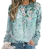 ZOCANIA Sweatshirts for Women Boho Floral Printed Sweatshirt Long Sleeve Casual FLower Graphic Pullover Tops Loose Shirts