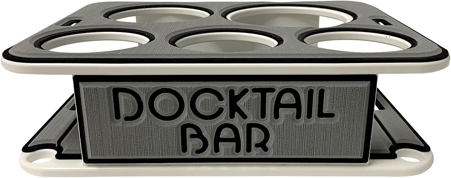 Docktail Jr Boat Cup Holder Caddy Organizer Includes Rod Holder Mount Portable