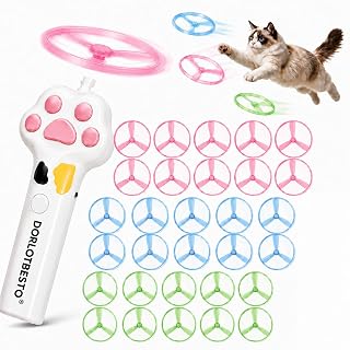 Automatic Cat Toy Launcher with 30 Glow in the Dark Flying Discs – Interactive Fetch Shooter for Indoor Cats, Exercise & Hunting Enrichment Toy, Safe for Kittens & Adults - Amazon product rated Grade A
