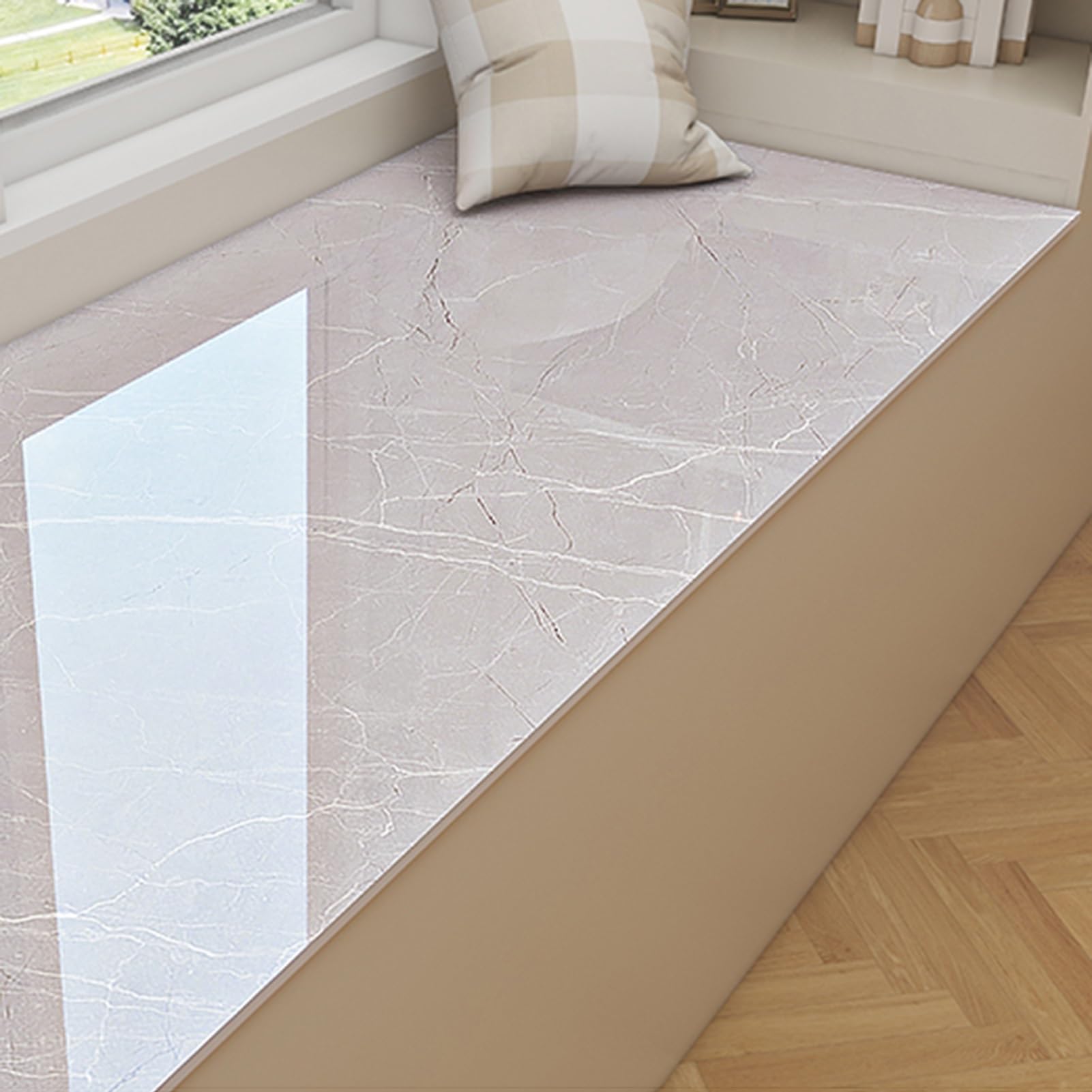 Dailify Self-adhesive Bay Window Sticker Marble Style, Indoor Window Sill Replacement Wallpaper Peel & Stick, PVC Window Sills Cover Protector(Style E,500x80cm (16.4x2.6ft))