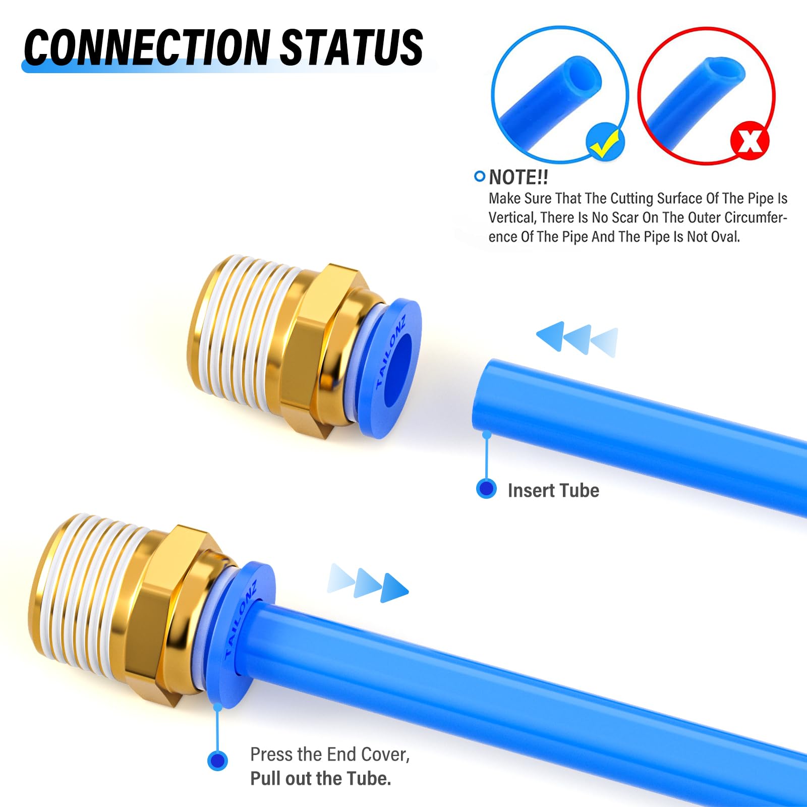 Push-to-Connect Pneumatic Fittings Set - 25 Pcs, 4/6/8/10/12mm Tube X 1/4" G Thread (PC4-02 To PC12-02) - View #8