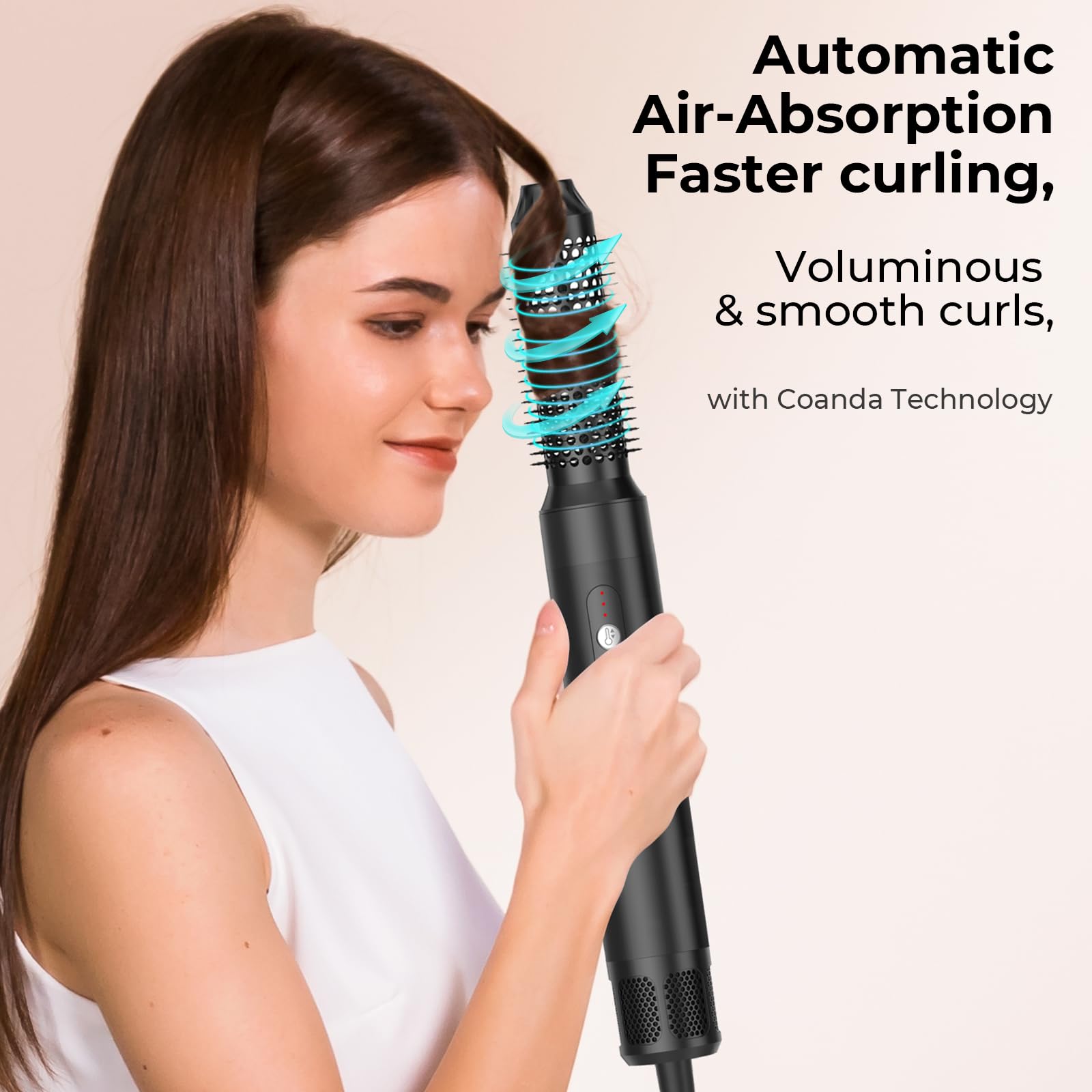 Asciugacapelli Hair Styler 6 in 1, 1400w Spazzola Asciugacapelli Ionico, 30mm Ferro Arricciacapelli ad Aria Calda, 3 Regolazioni di Temperature, Styler per Asciugacapelli, per Asciugare, Arricciare