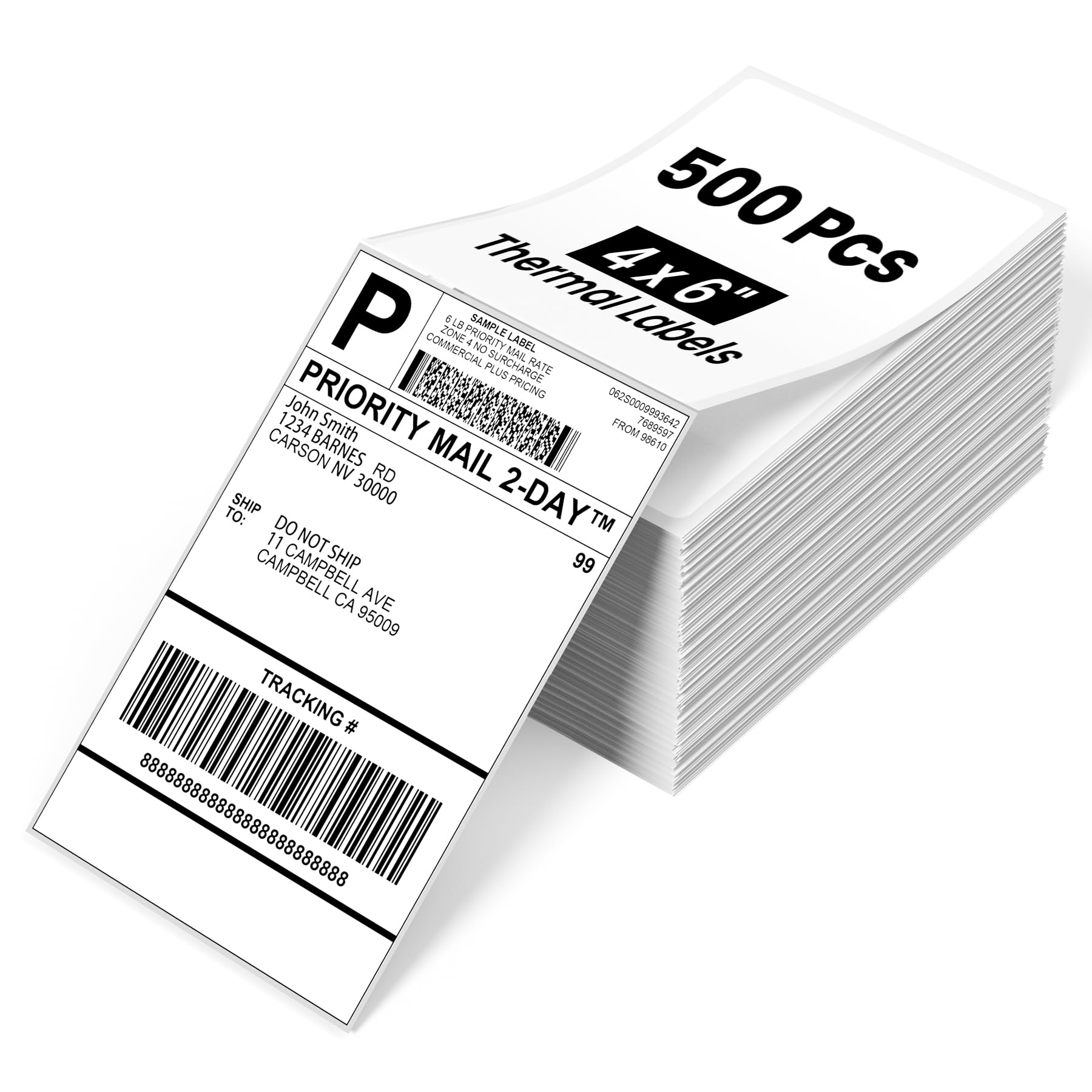 Phomemo 4x6 Shipping Labels, 500 PCS Fan-Fold Thermal Labels, Compatible with MUNBYN,JADENS,Nelko,Phomemo 241bt,243BT, D450BT,D520BT,2411BT Label Printer,Water/Oilproof Label Stickers for Address Mail
