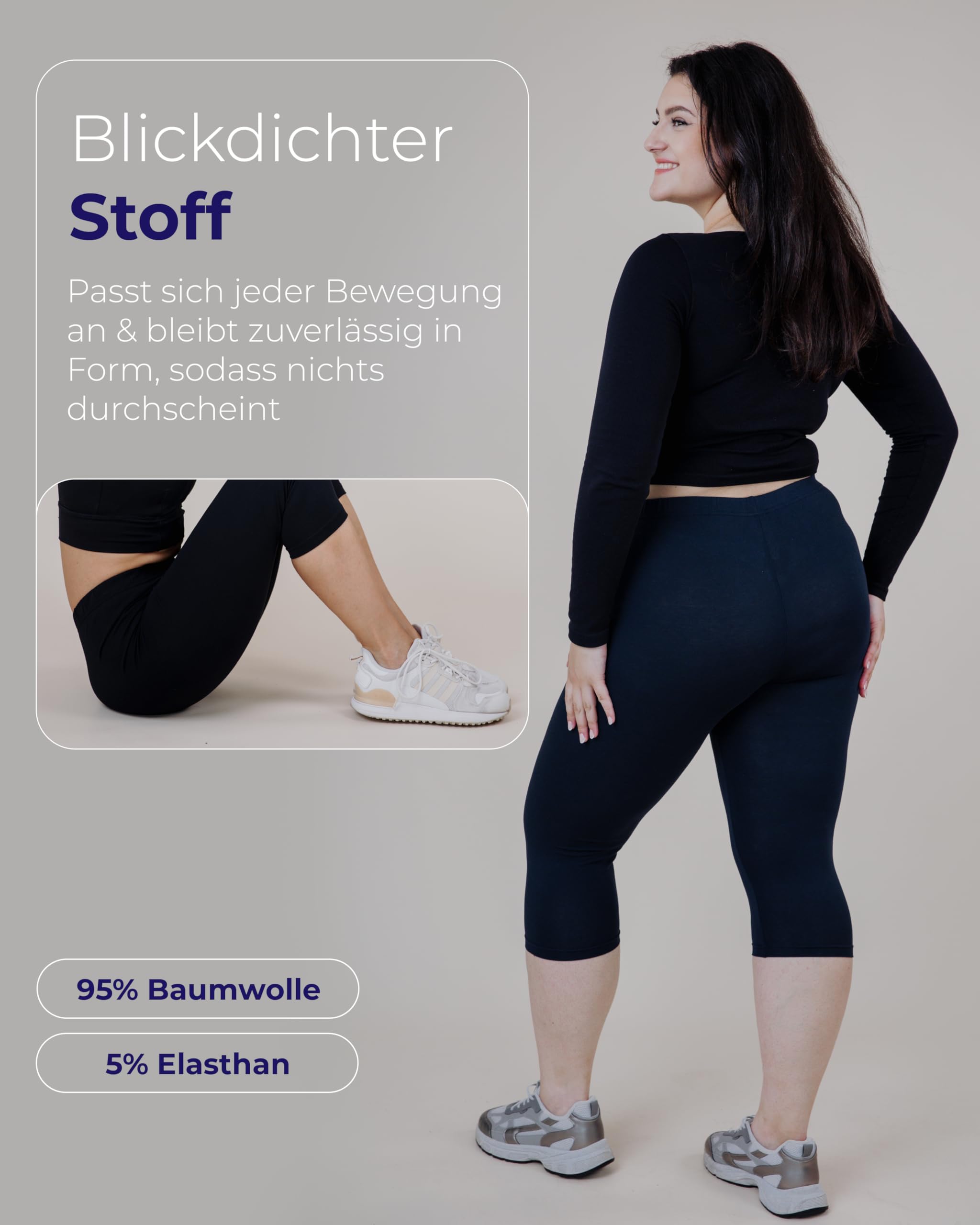 SES Leggings Donna Capri 3/4 2 Pezzi Cotone