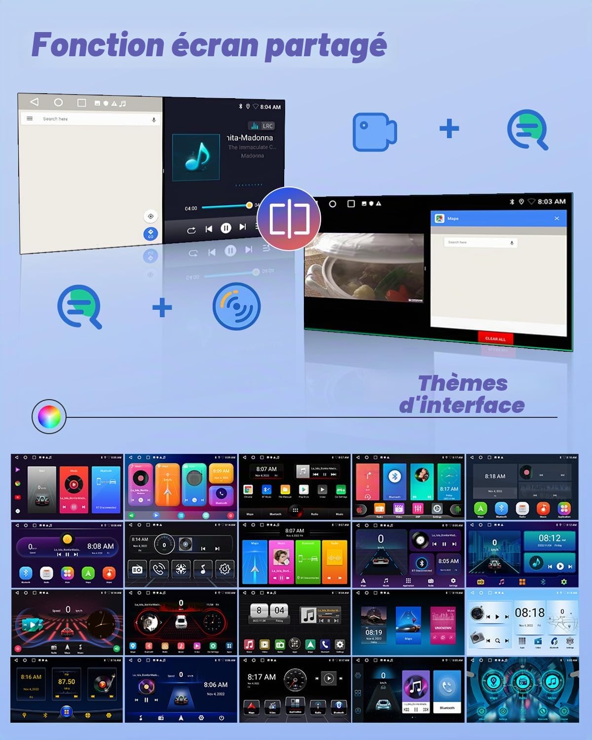 2+64GB Android 13 Autoradio pour Toyota RAV4 2007-2011 Radio Carplay Android Auto, IPS Écran Tactile 9 Pouces Poste Radio Voiture avec Caméra de Recul, Bluetooth Stéréo, GPS, WiFi, DSP, Mirror Link