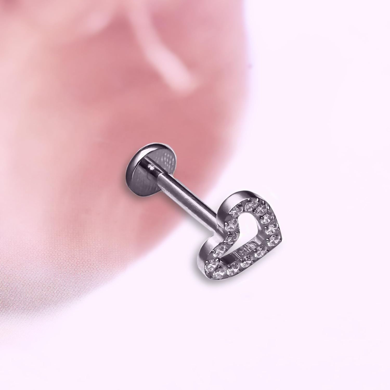 G23 Titanium 16G Push in Flatback Stud for Flat, Helix, Tragus, Conch, Lobe CZ Nose Stud Lip Stud Hypoallergenic Cartilage Earring Piercing Jewelry - Image 4