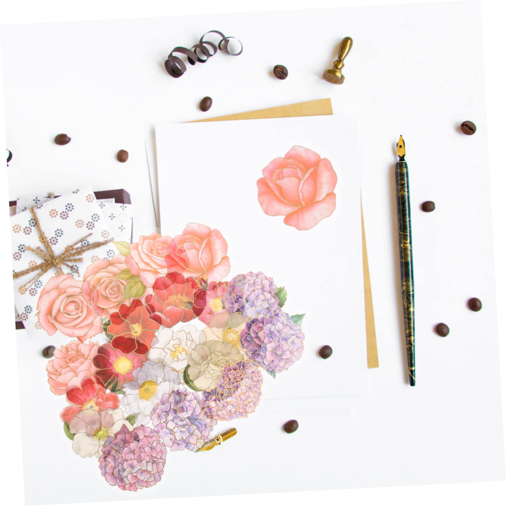 Uonlytech 5 Set Adesivi Floreali Per Scrapbooking Adesivi Decorativi Con Piante Per Album Fotografici Aesthetic E Impermeabili Per Decorare Ogni Superficie Liscia 40 Fogli*5