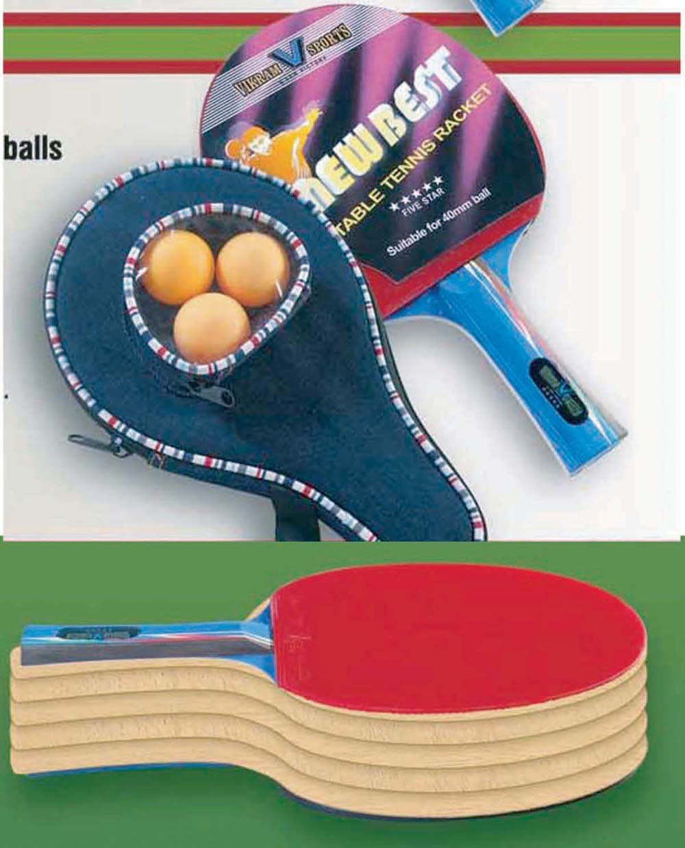 Brand NEW 2014 NewBest Table Tennis Racket - 5 STAR with cover and 3 balls by Vikram Sports at Factory Direct Price