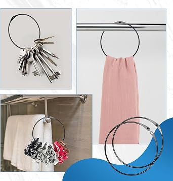 Namalu Warenring Large Key Ring Black Versatile Metal Ring with Easy Closure for Jersey Storage for Hanging Keys Clothes and Bags