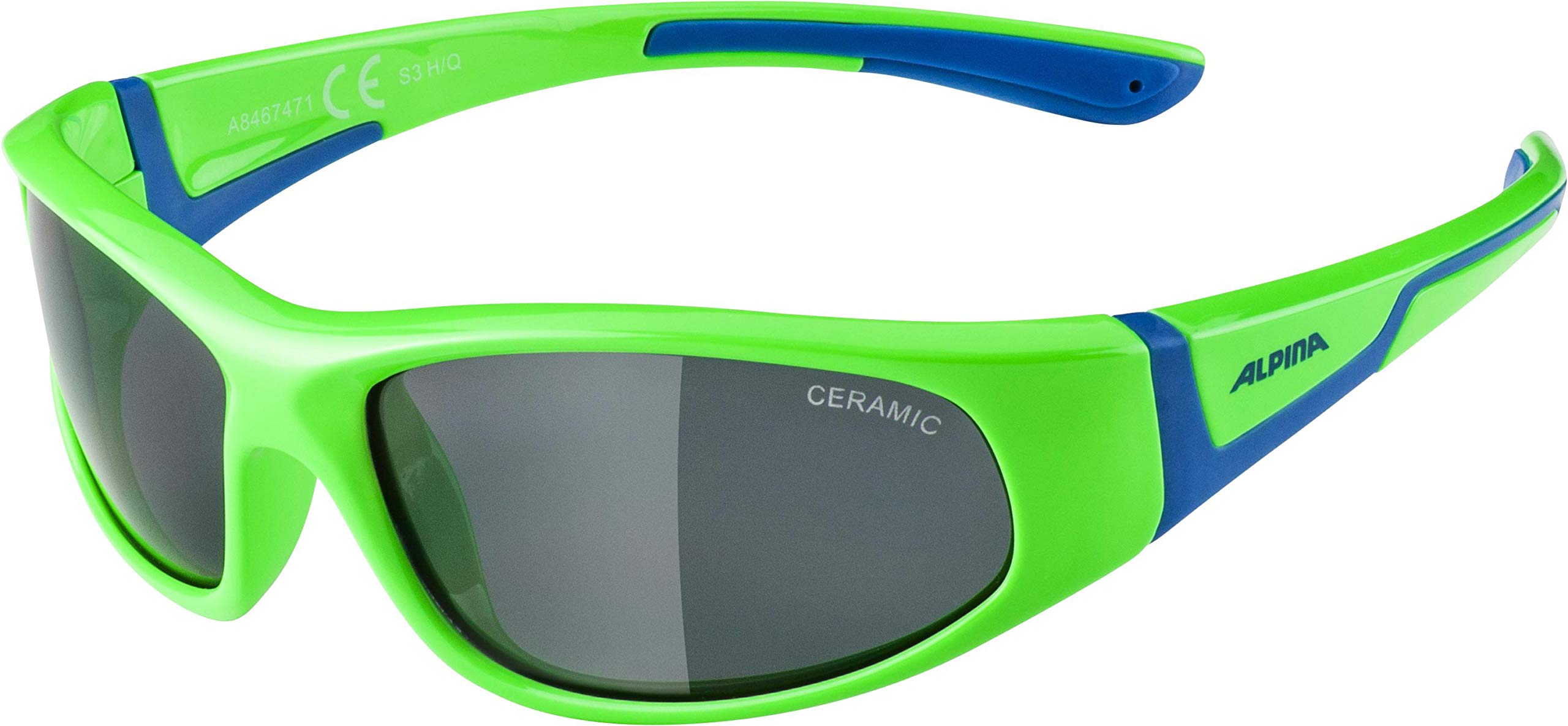 ALPINA Unisex - Dzieci, FLEXXY JUNIOR Okulary przeciwsłoneczne, neon green-blue gloss/black, One Size