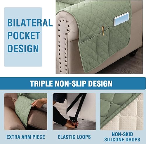 Miniatura 5 de H.VERSAILTEX Funda 100% impermeable para sofá de 2 piezas en forma de L, funda de sofá modular en forma de L para perros, antideslizante con correas