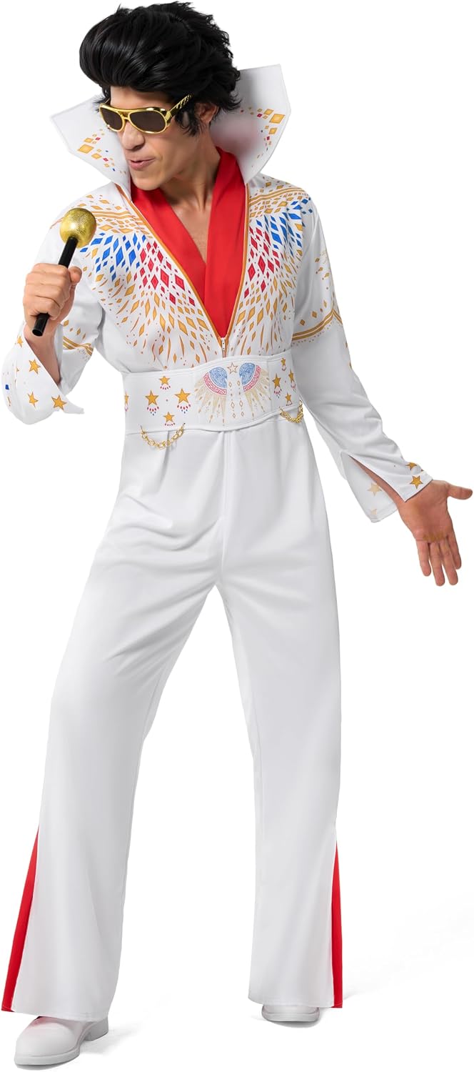 Spooktacular Creations Halloween Men 50s Disco Costume for Adult, Rock Star Halloween Costume for Cosplay Party