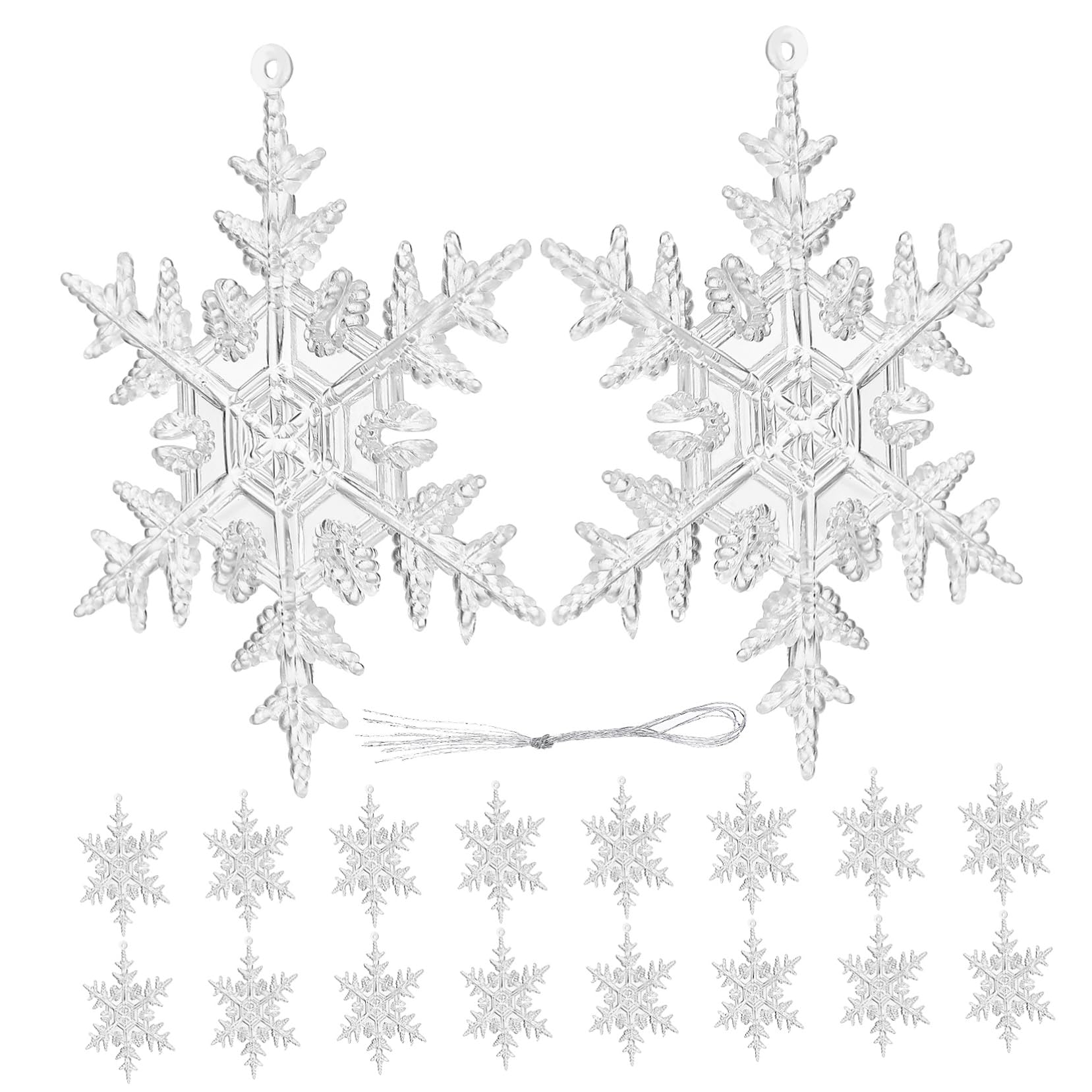 Décoration flocons de neige suspension sapin Noël Cabilock lot 54 ornements