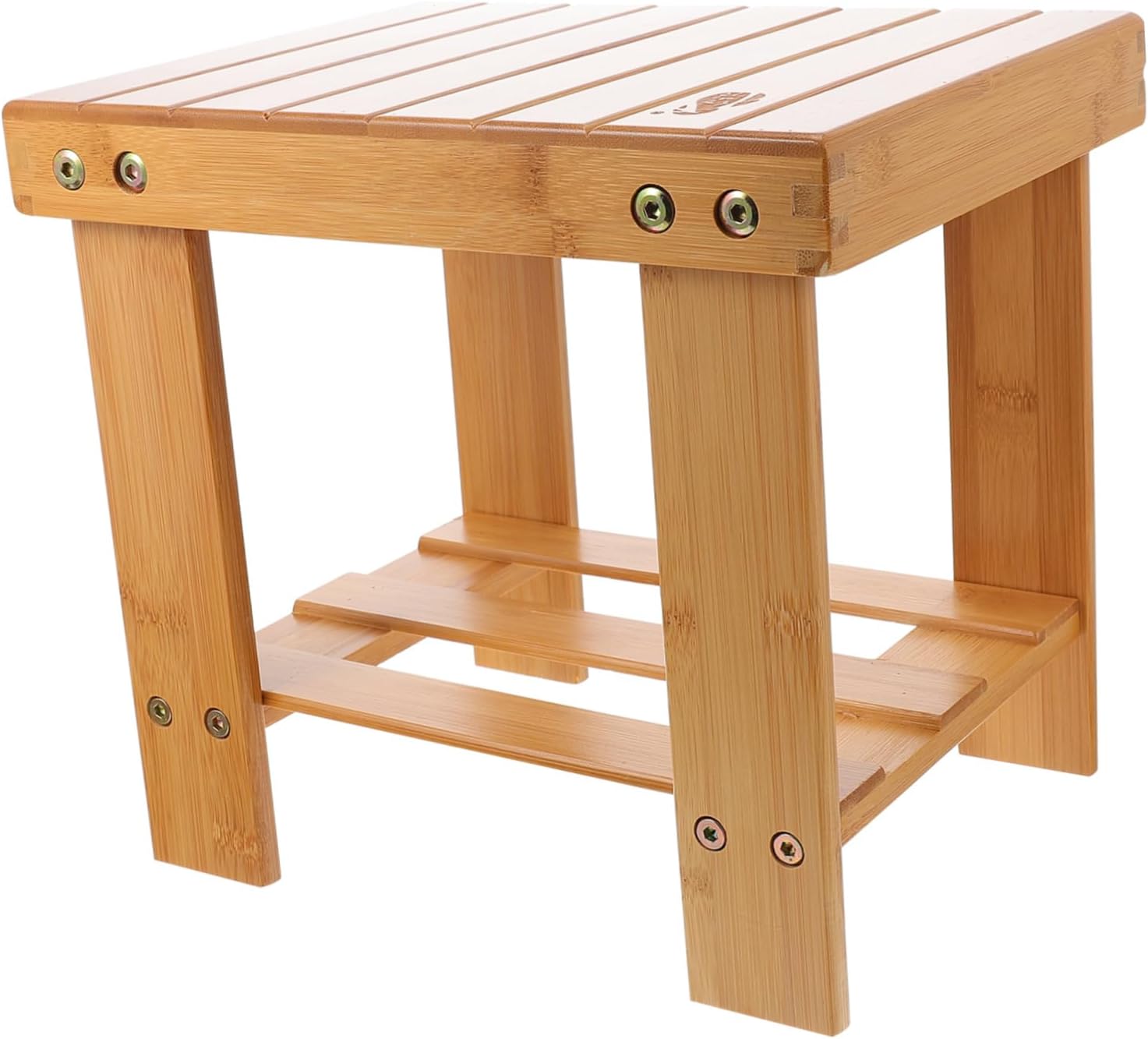 Multipurpose Low Bamboo Stool for Boys and Girls and Adults Natural Color Stable Design for Home Use Shoes Changing or Laundry Room