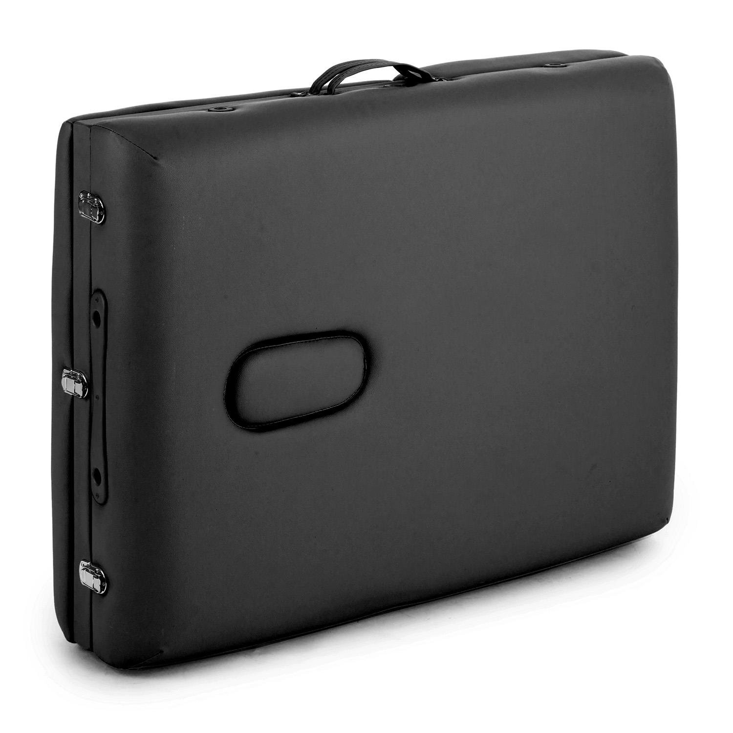 KLAR FIT MT 500 Lettino da Massaggio Portatile - Lettino Estetista 210cm, Peso Massimo 200 kg, Due Poggiatesta, Schienale 10 Regolazioni, Apertura Viso, Ripiegabile, con Borsone, Nero