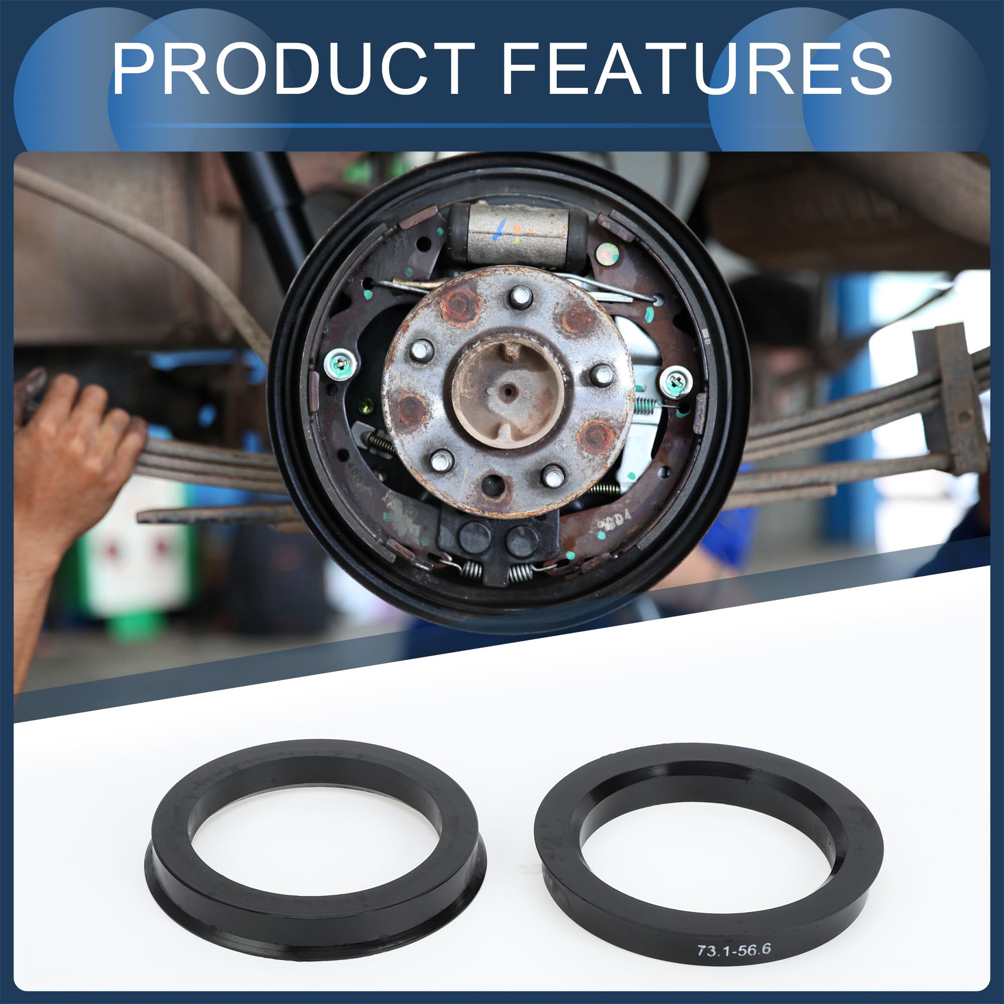 WHEEL CONNECT Set 4 Anelli Di Centraggio Per Cerchi – Da 73,1 A 56,1 Mm – In ABS, Antivibrazione