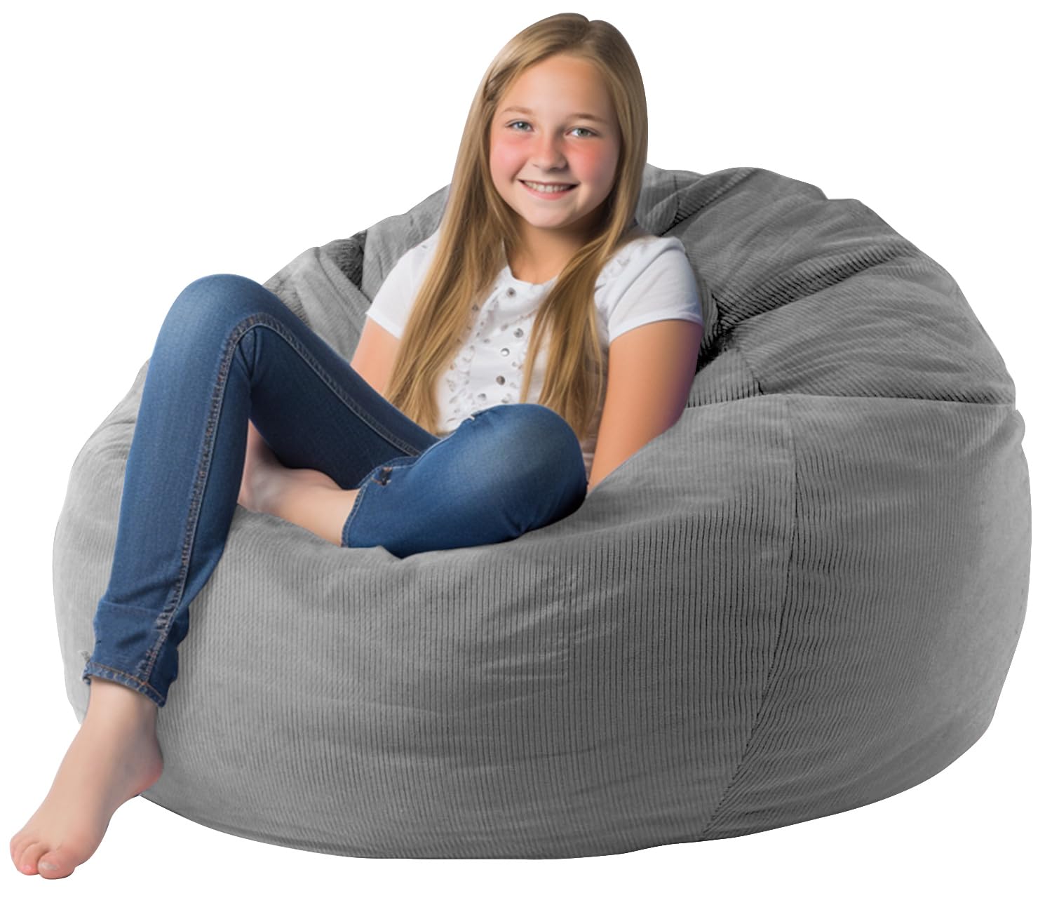 Premium Corduroy Stuffed Animal Storage Bean Bag Chair Cover (No Filler) For Organizing Plush Toys Or Textile Stuffable Bean Bag Sack For Adults Lazy Chair Playroom Washable Cover